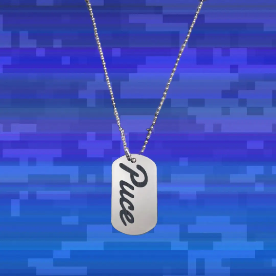 Puce Word Engraved On SS Pendant With Ball Chain - Image 2
