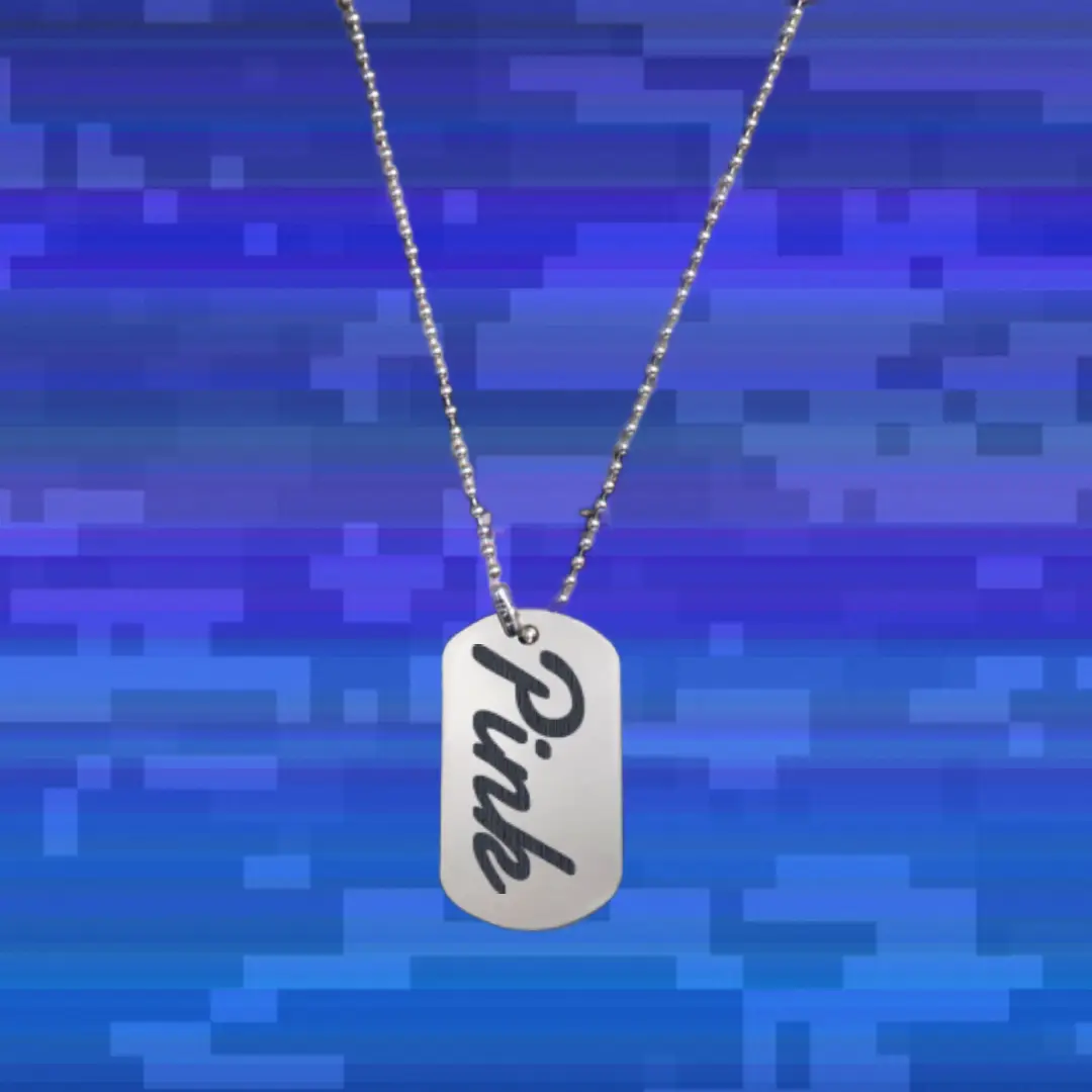 Pink Word Engraved On SS Pendant With Ball Chain - Image 2