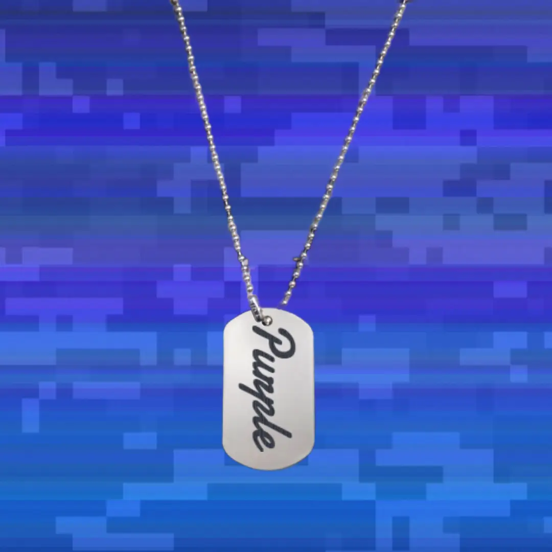 Purple Word Engraved On SS Pendant With Ball Chain - Image 2