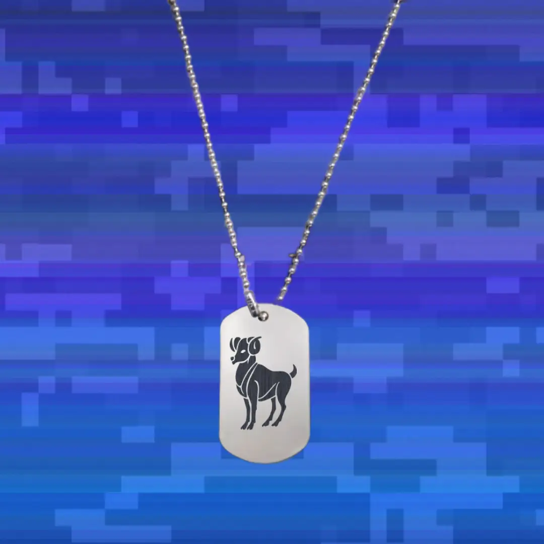 Aries Astrology Symbol Engraved On Dog Tag Pendant - Image 2
