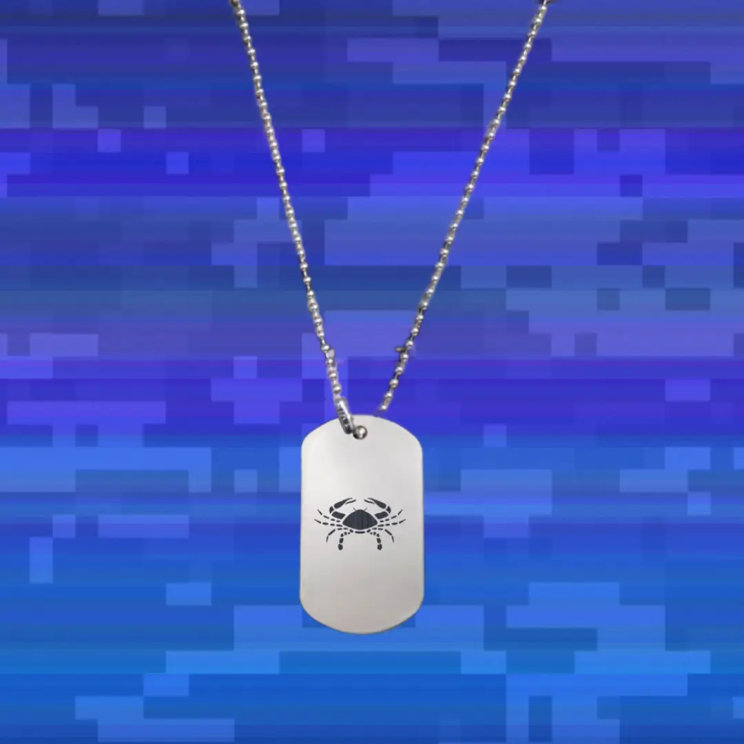 Cancer Astrology Symbol Engraved On Dog Tag Pendant - Image 2