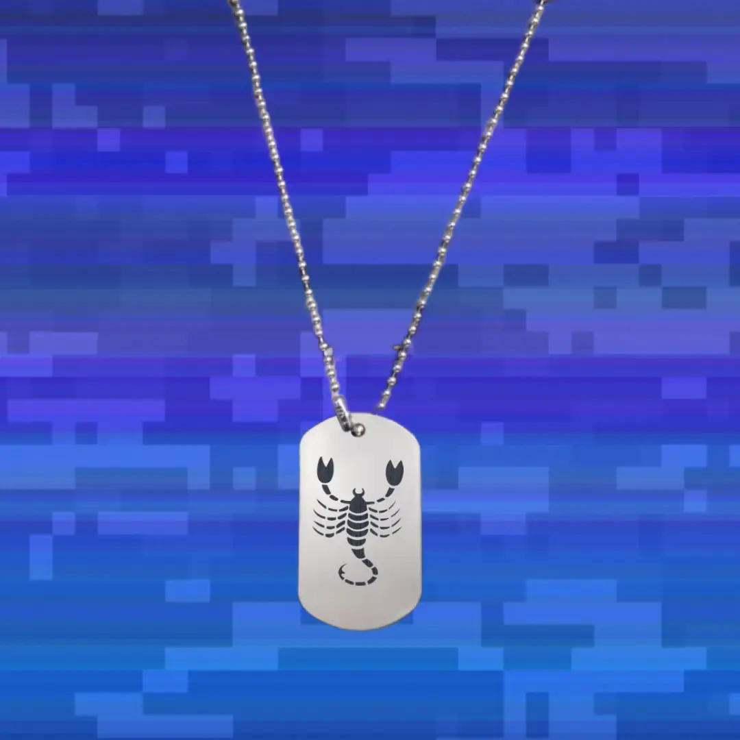 Scorpio Astrology Symbol Engraved On Dog Tag Pendant - Image 2