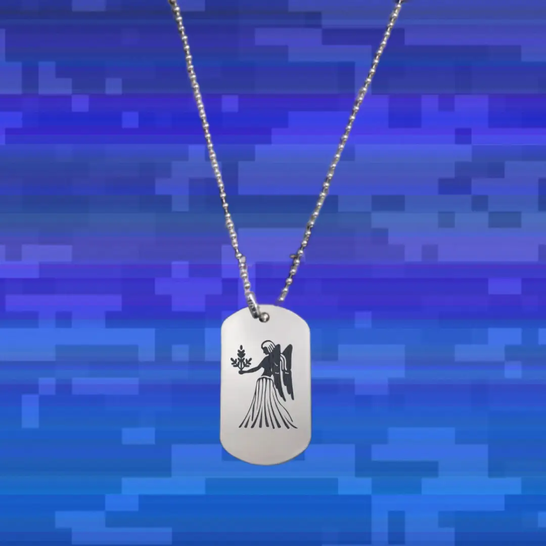 Virgo Astrology Symbol Engraved On Dog Tag Pendant - Image 2
