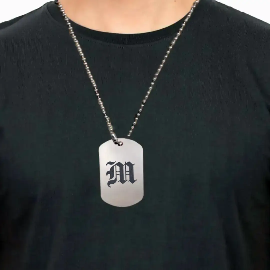 M Classic Letter Engraved Dog Tag Pendant - Image 3