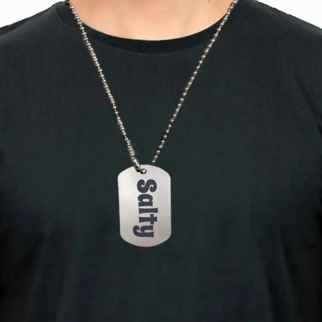 Salty SS Dog Tag Pendant With Chain - Image 2