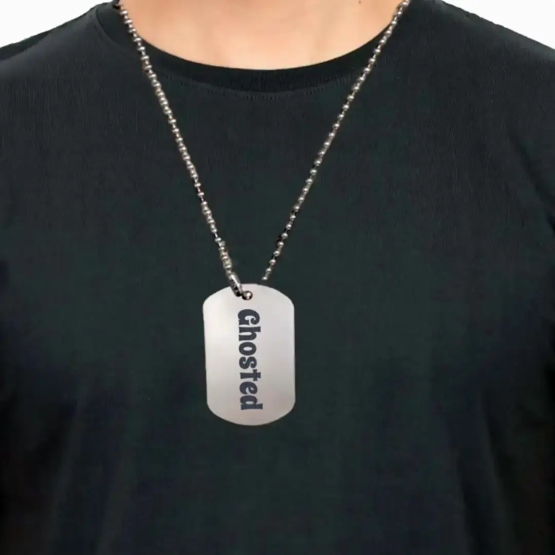 Ghosted SS Dog Tag Pendant With Chain - Image 2