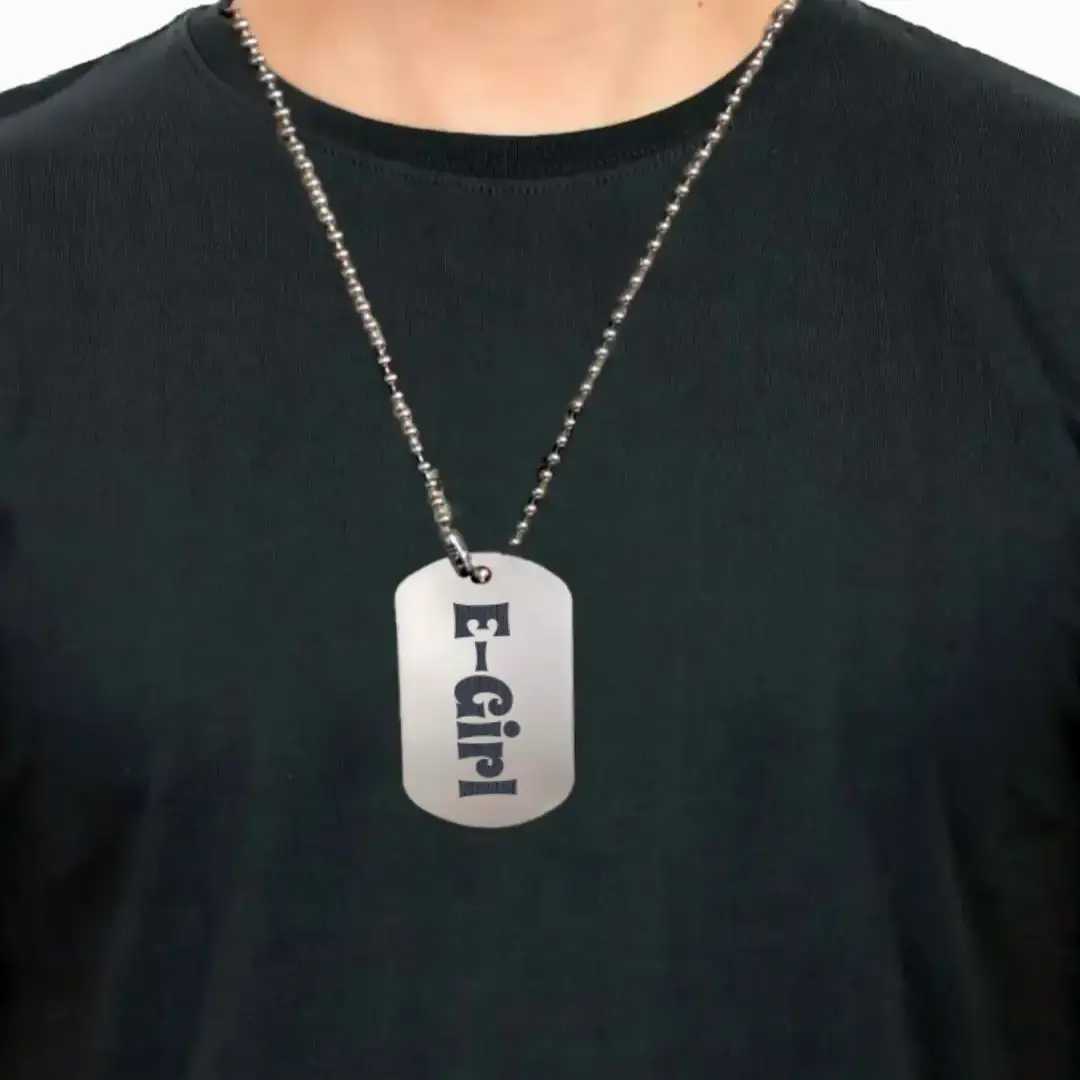 E-Girl SS Dog Tag Pendant With Chain - Image 2