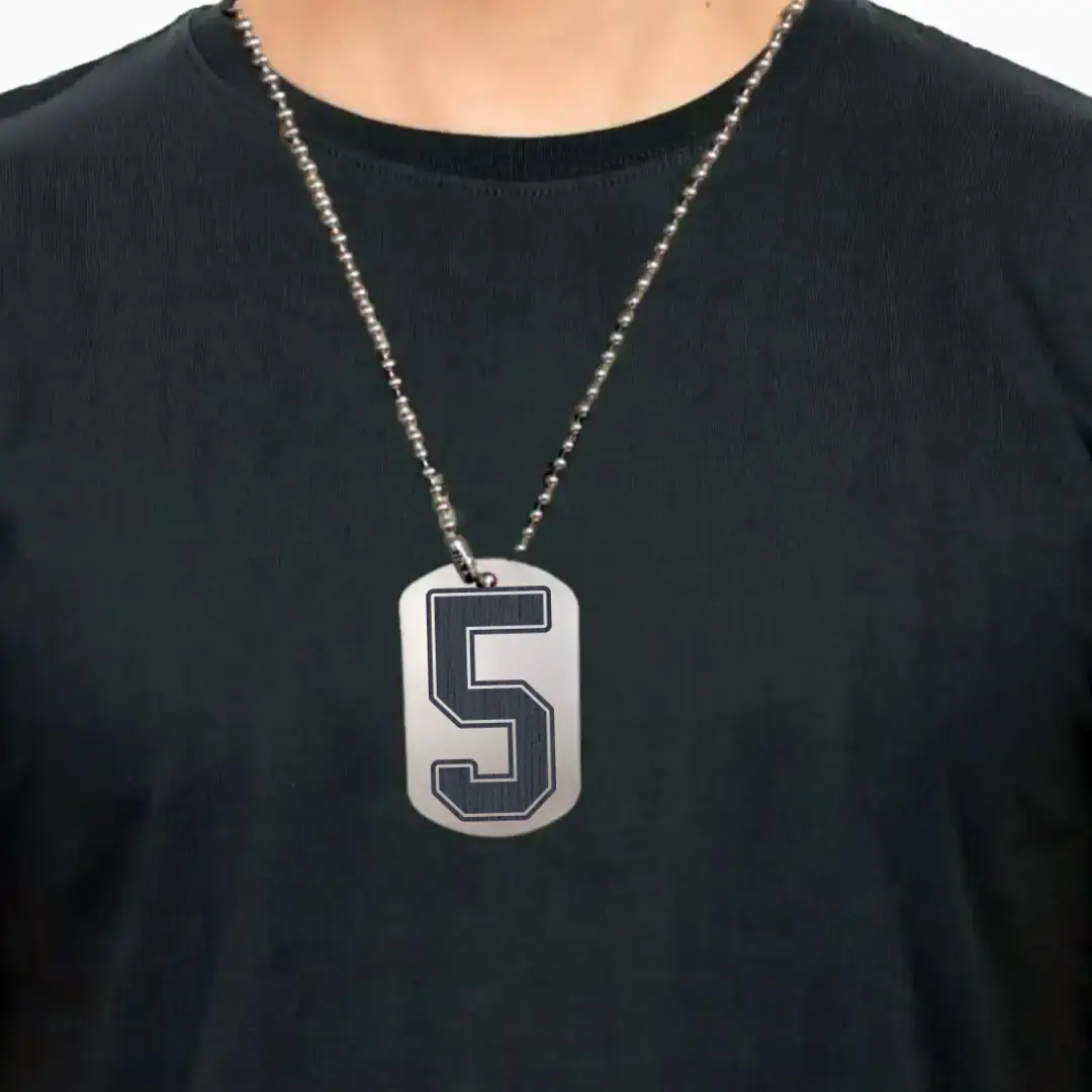 5 Number Engraved Dog Tag Pendant - Image 2
