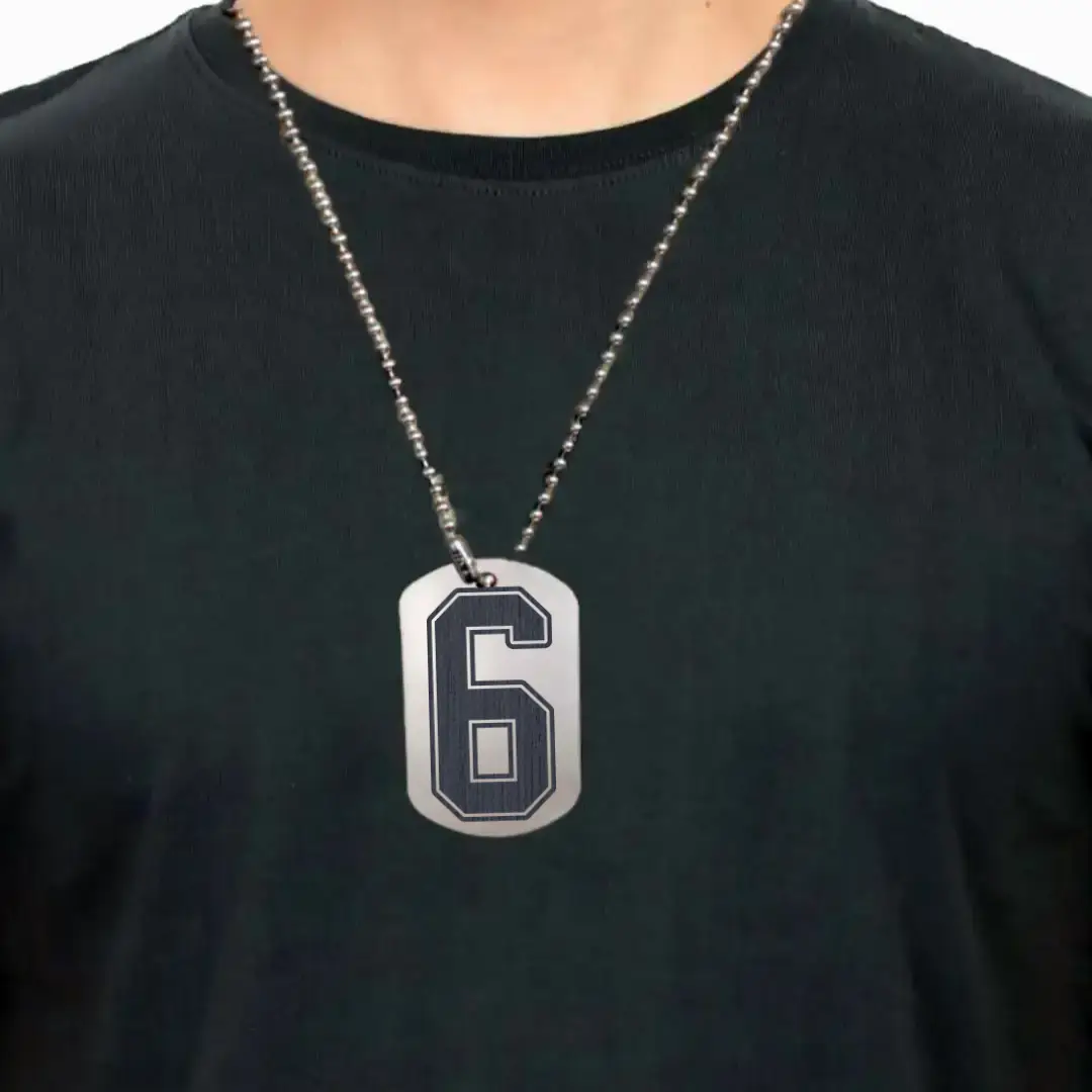 6 Number Engraved Dog Tag Pendant - Image 2