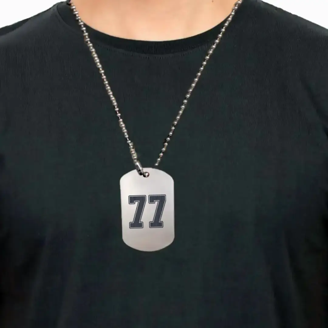 77 Number Engraved Dog Tag Pendant - Image 2