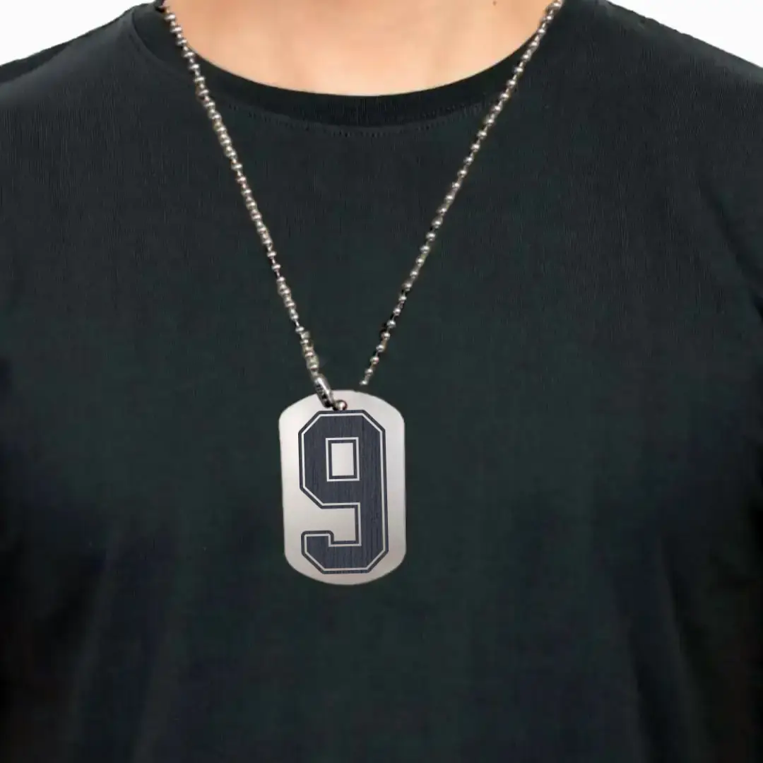 9 Number Engraved Dog Tag Pendant - Image 2