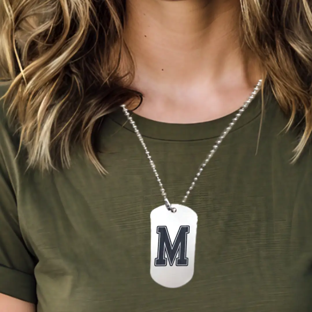 M Alphabet Initial Engraved Dog Tag Pendant For Men - Image 3