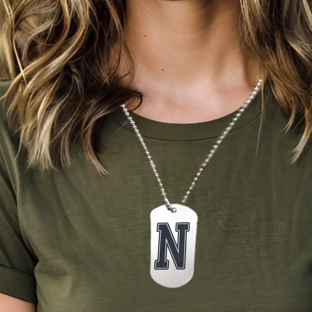 N Alphabet Initial Engraved Dog Tag Pendant For Men - Image 3