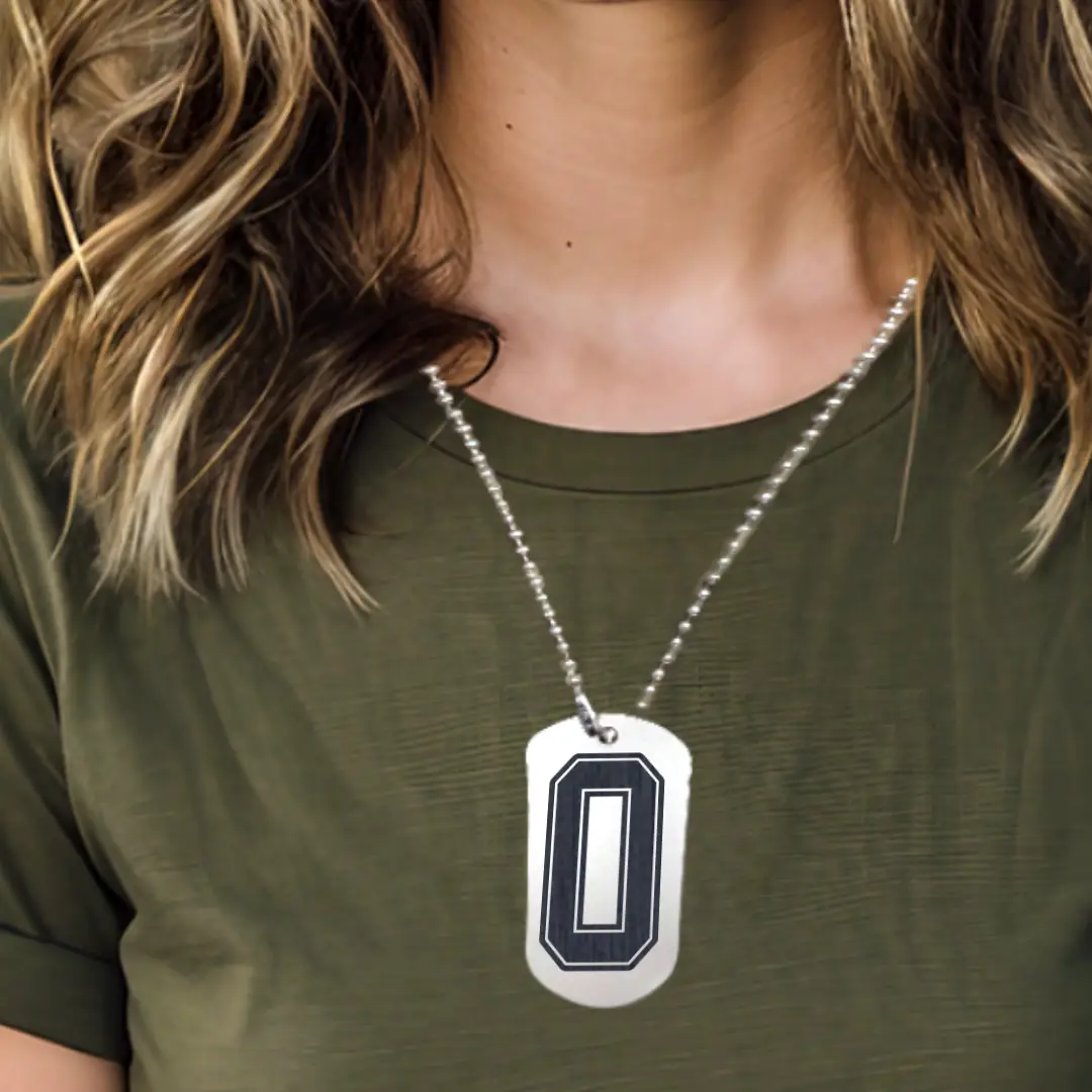 O Alphabet Initial Engraved Dog Tag Pendant For Men - Image 3