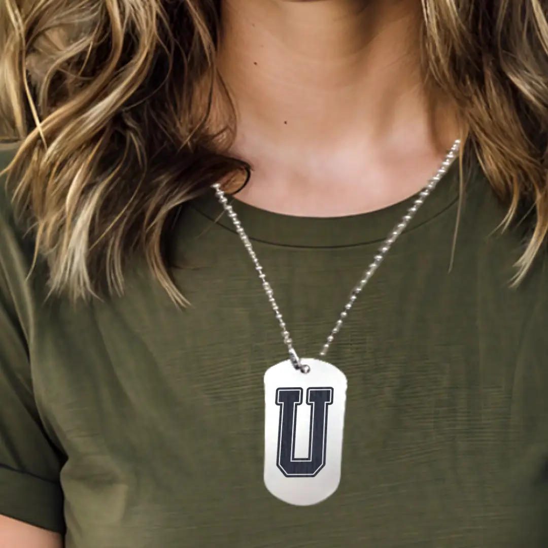 U Alphabet Initial Engraved Dog Tag Pendant For Men - Image 3
