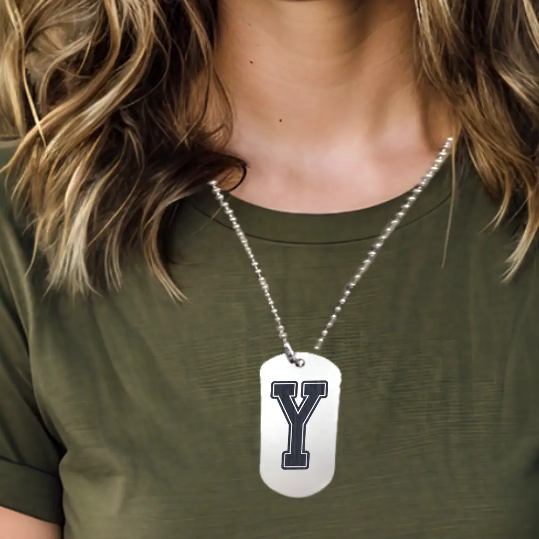 Y Alphabet Initial Engraved Dog Tag Pendant For Men - Image 3