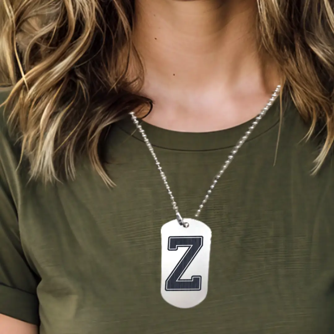 Z Alphabet Initial Engraved Dog Tag Pendant For Men - Image 3