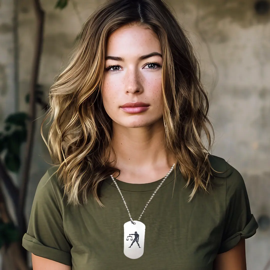Libra Astrology Symbol Engraved On Dog Tag Pendant - Image 4