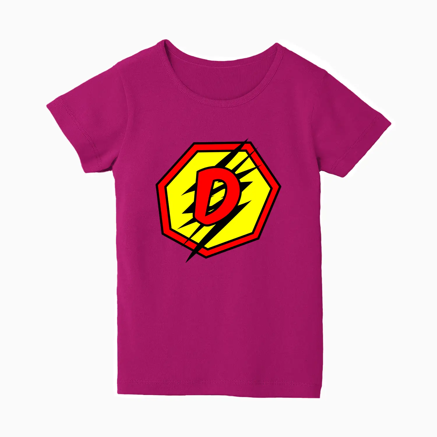 D Letter Alphabet Girls Pink Cotton T-shirt