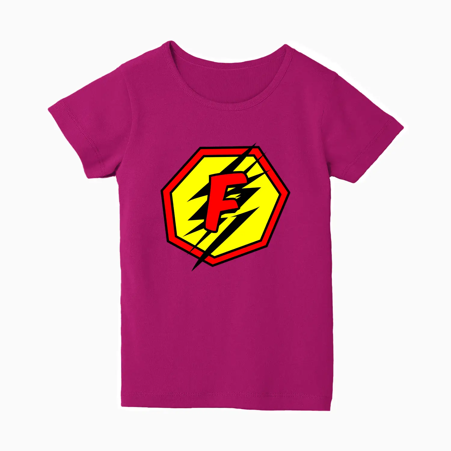 F Letter Alphabet Girls Pink Cotton T-shirt