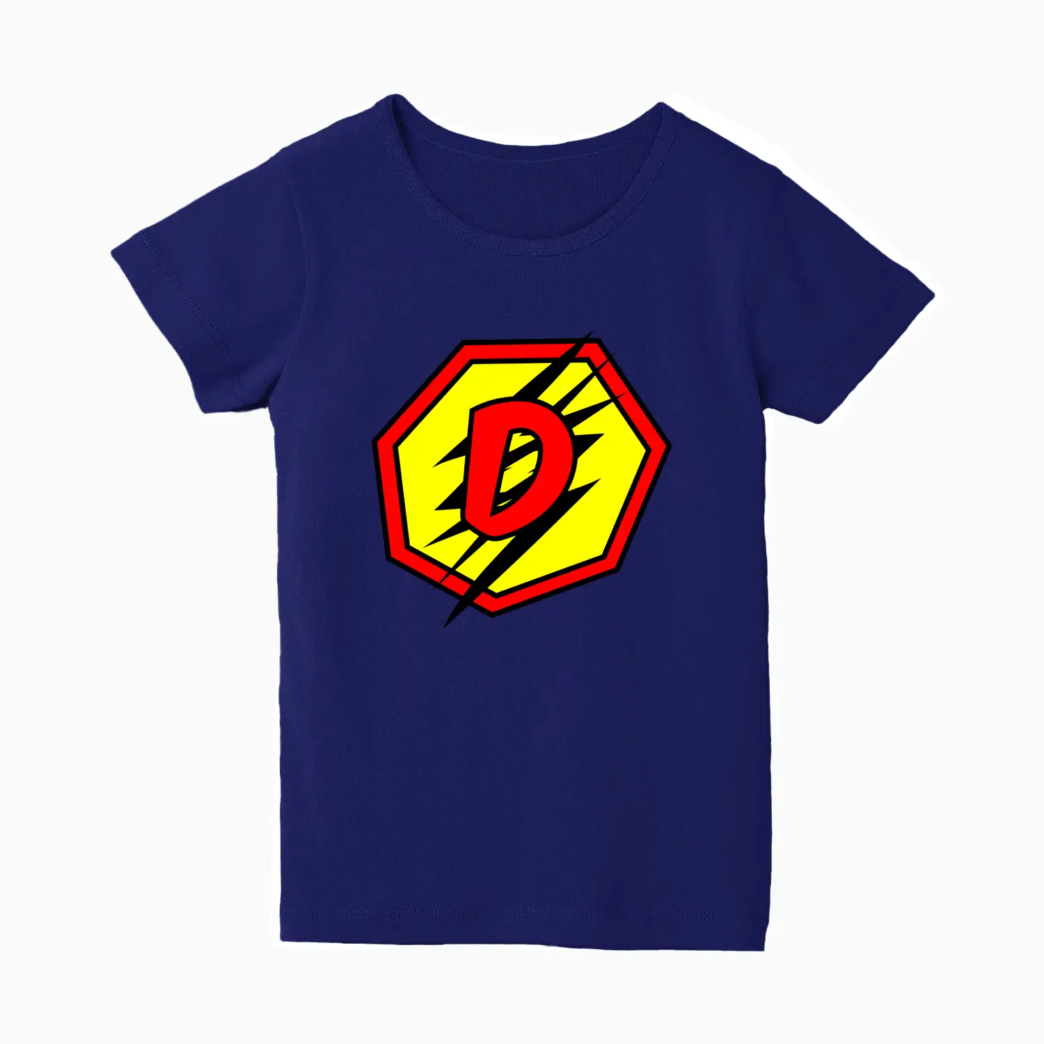 D Letter Alphabet Girls Royal Blue Cotton T-shirt