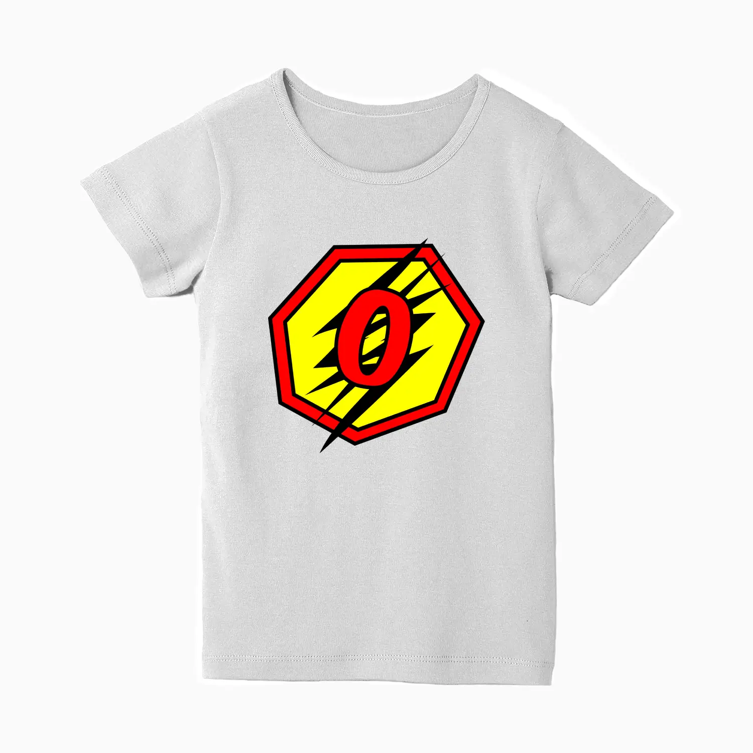 O Letter Alphabet Girls White Cotton T-shirt
