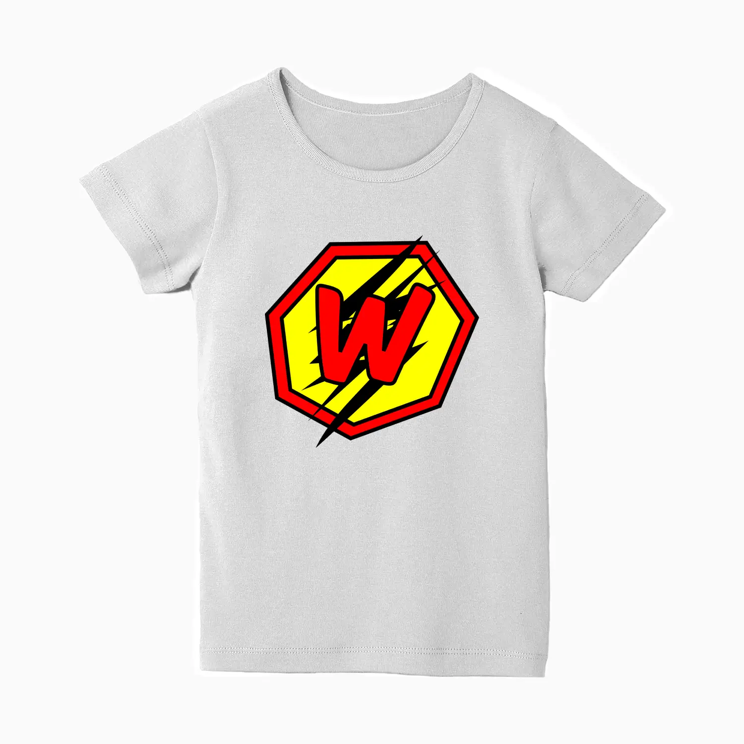 W Letter Alphabet Girls White Cotton T-shirt
