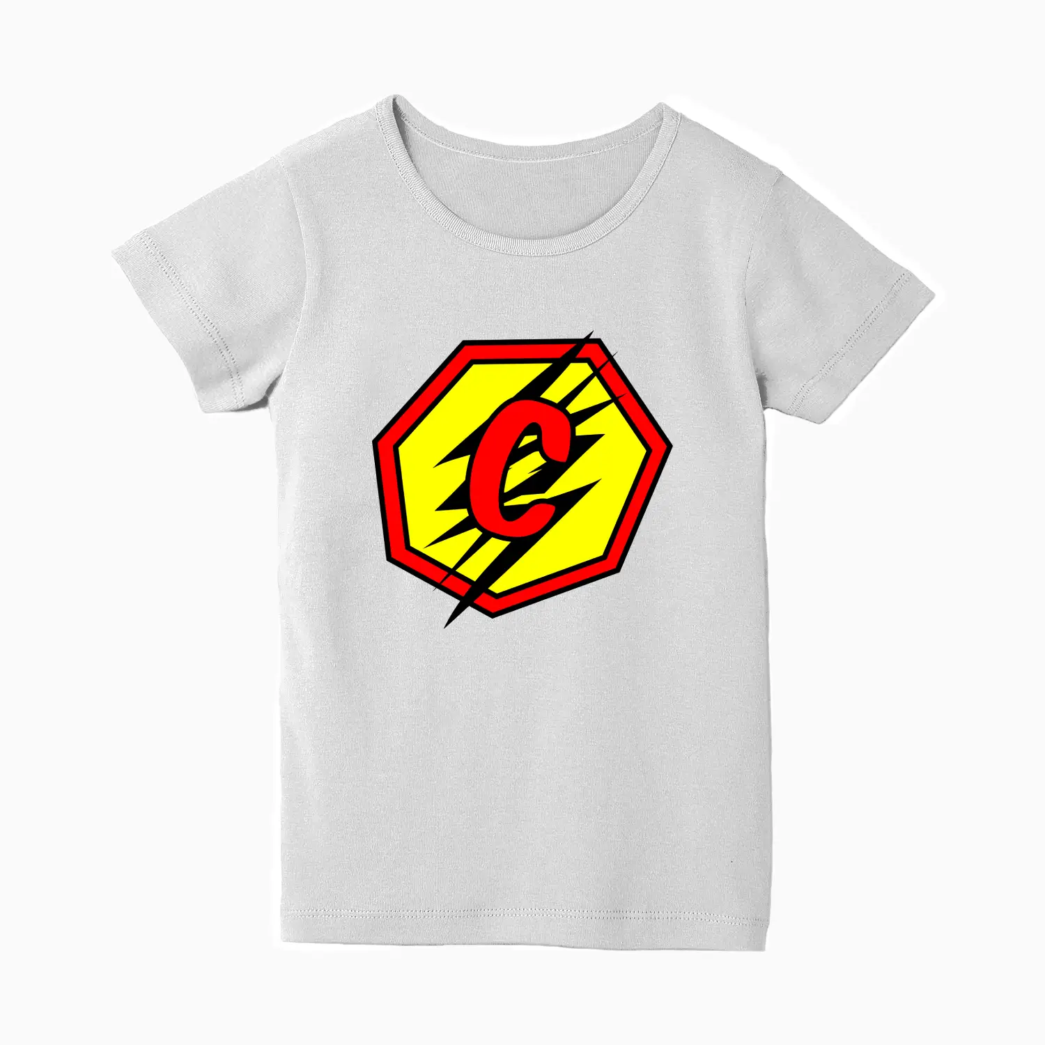 C Letter Alphabet Girls White Cotton T-shirt