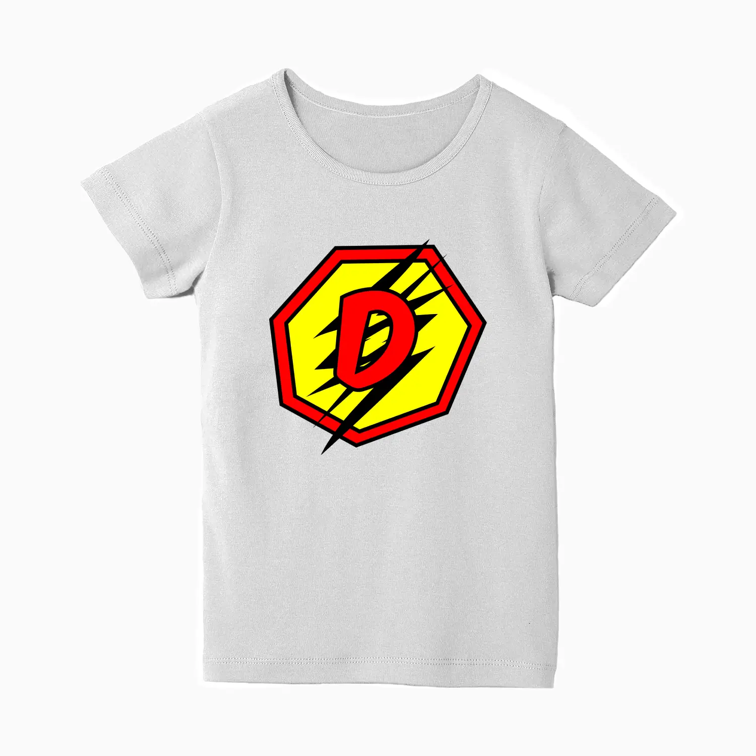 D Letter Alphabet Girls White Cotton T-shirt