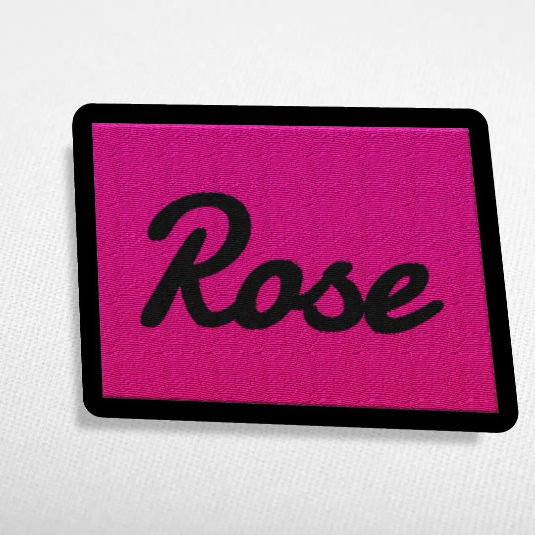 Rose Word On Color Black Border Embroidered Iron On Patch - Image 3