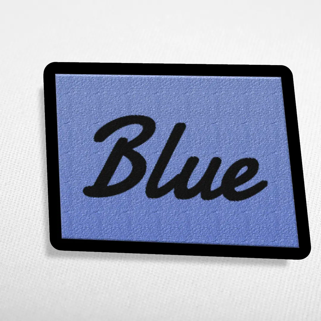 Blue Word On Color Black Border Embroidered Iron On Patch - Image 3
