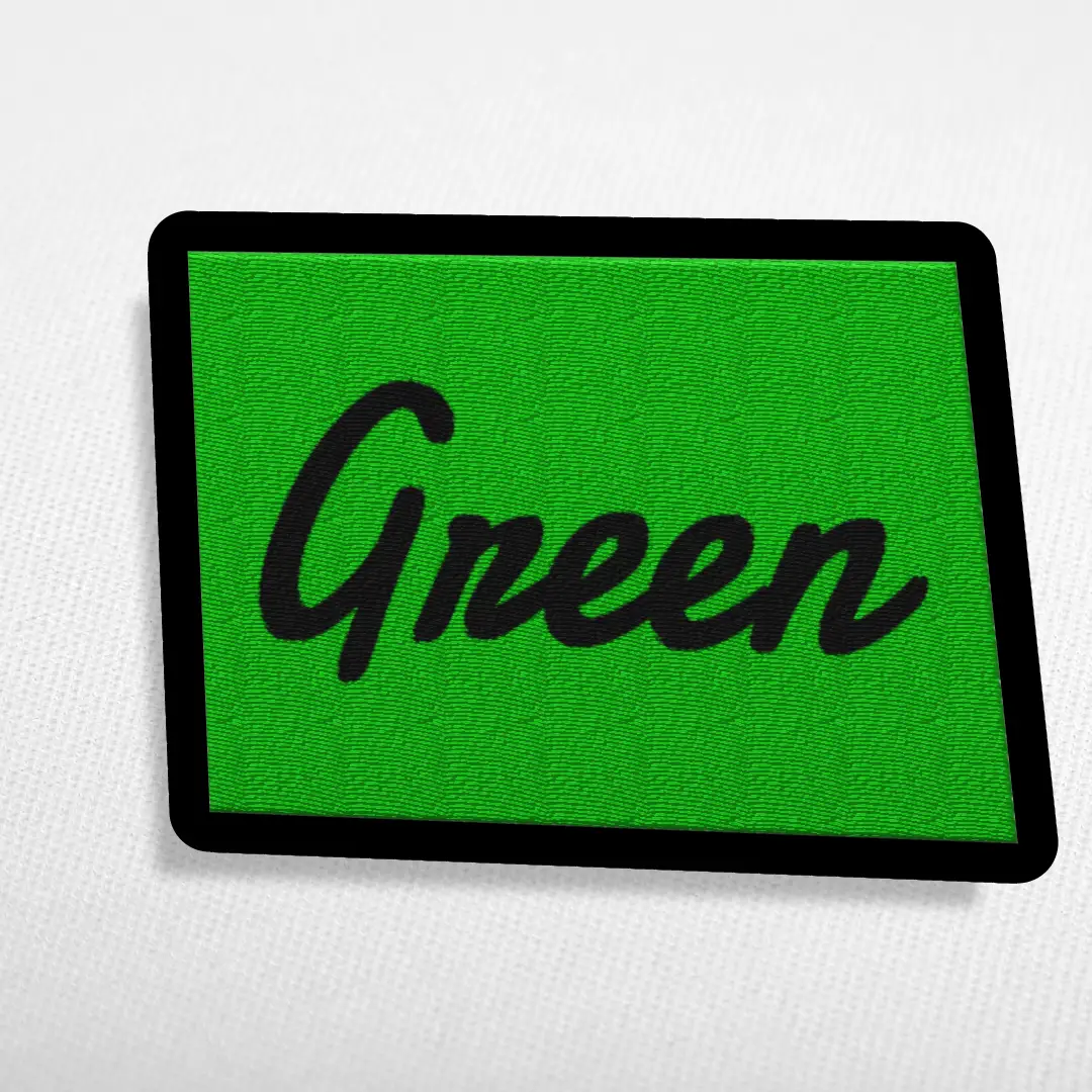 Green Word On Color Black Border Embroidered Iron On Patch - Image 3