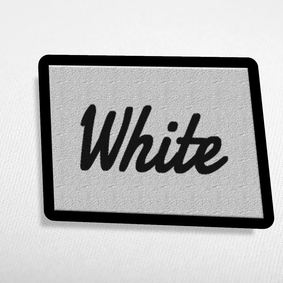 White Word On Color Black Border Embroidered Iron On Patch - Image 3