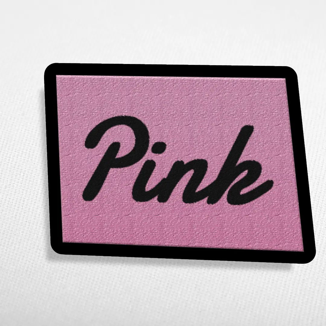 Pink Word On Color Black Border Embroidered Iron On Patch - Image 3