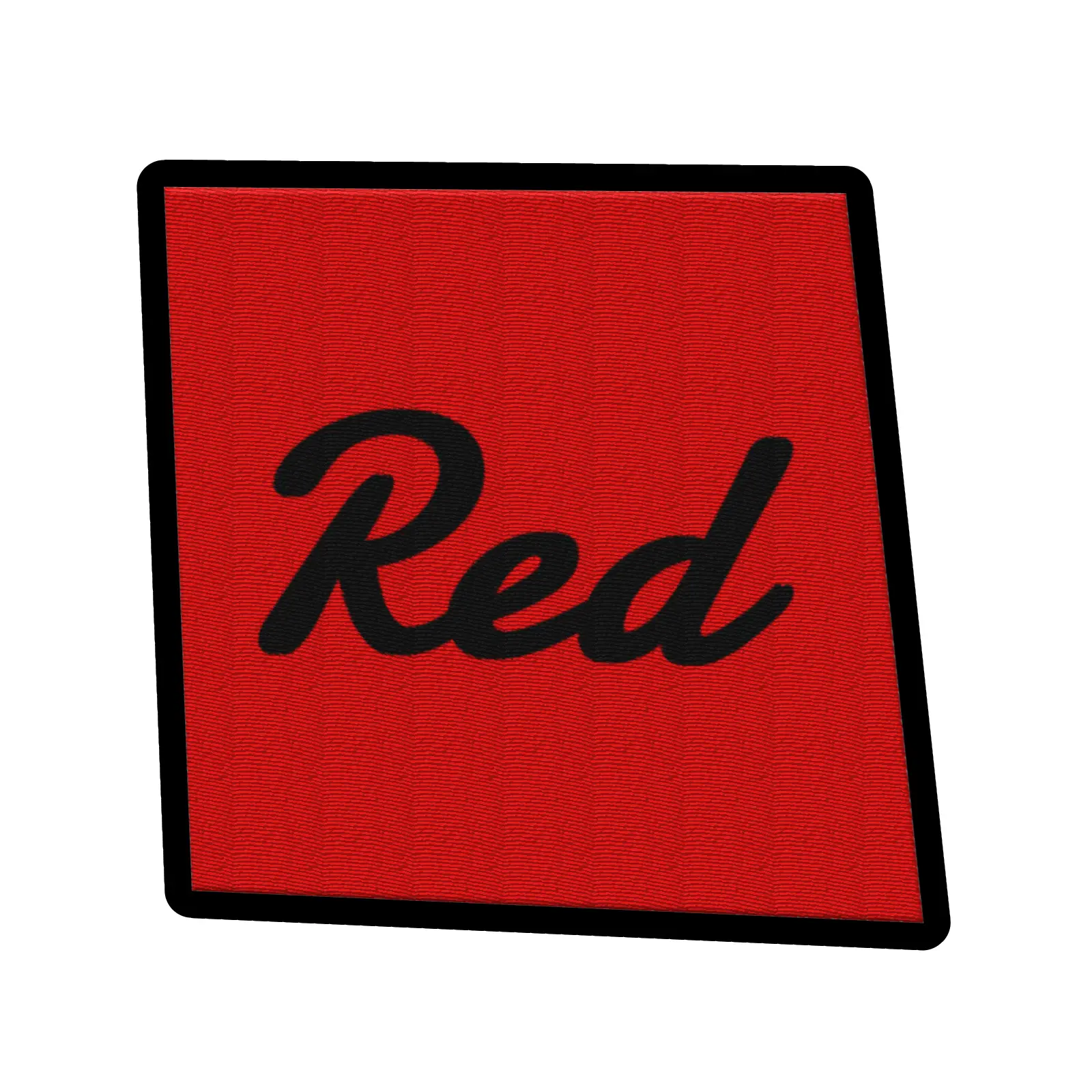 Red Word On Color Black Border Embroidered Iron On Patch