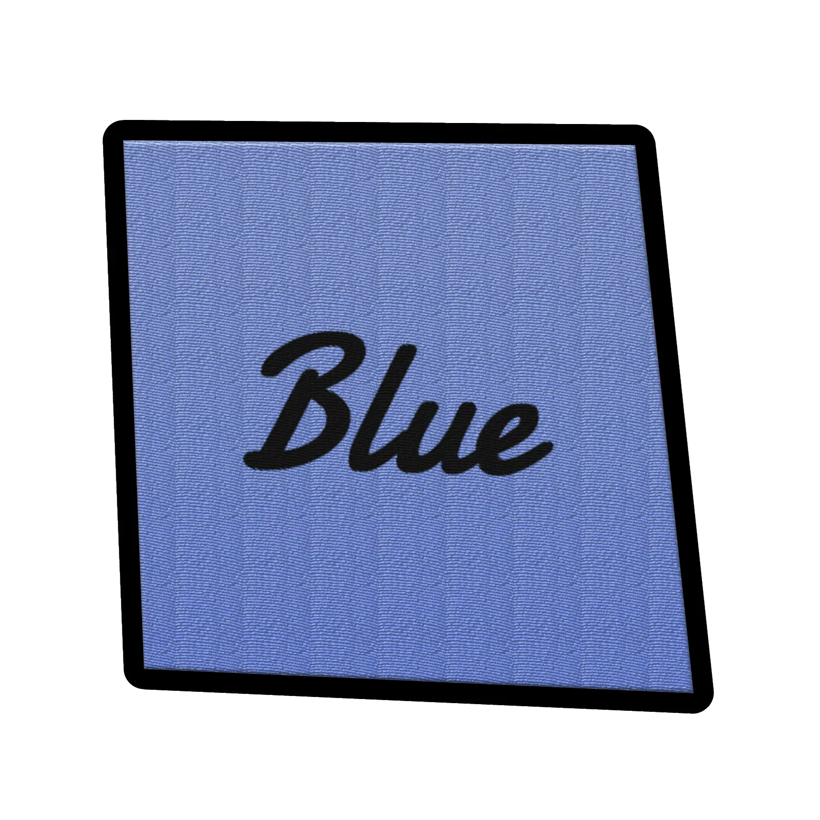 Blue Word On Color Black Border Embroidered Iron On Patch