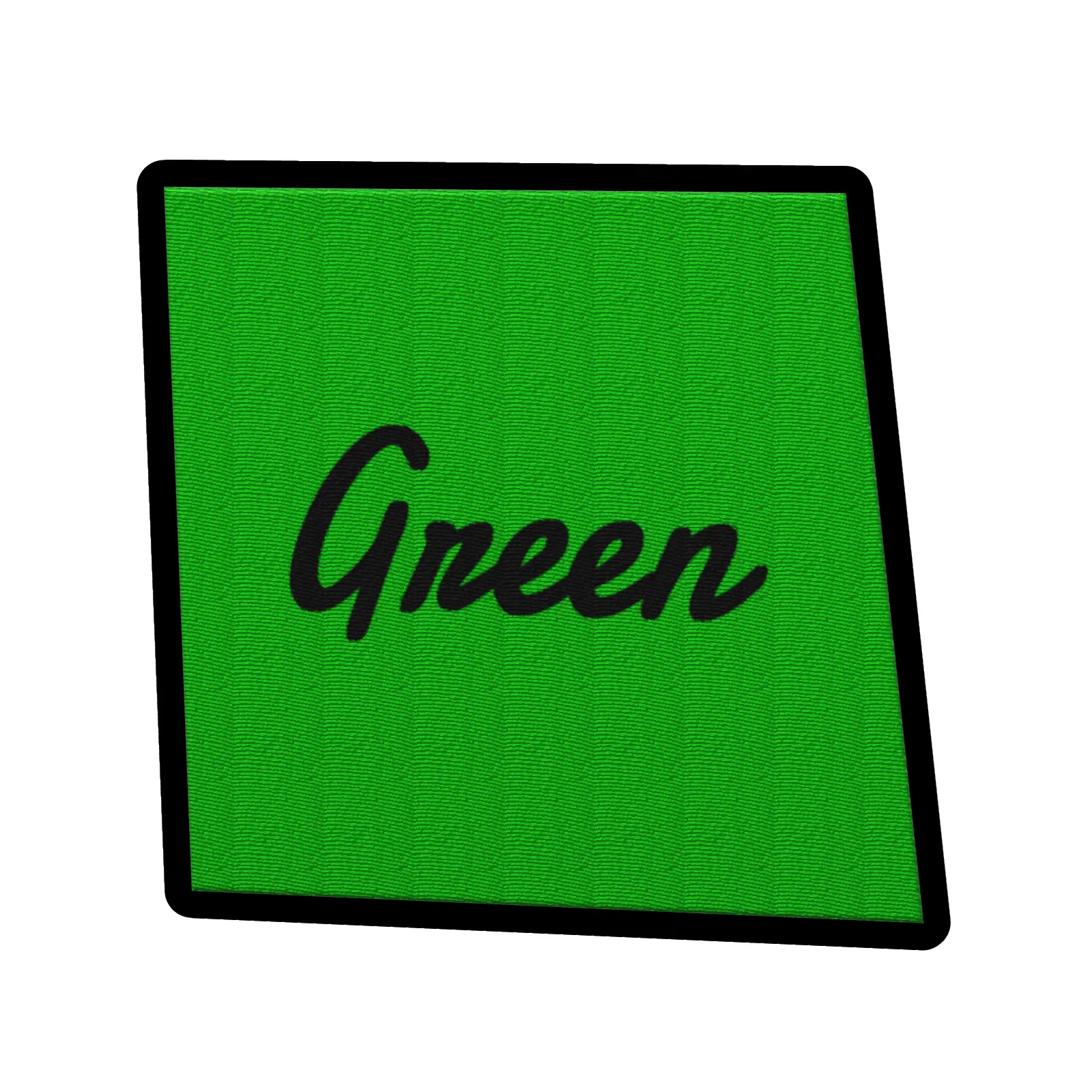 Green Word On Color Black Border Embroidered Iron On Patch