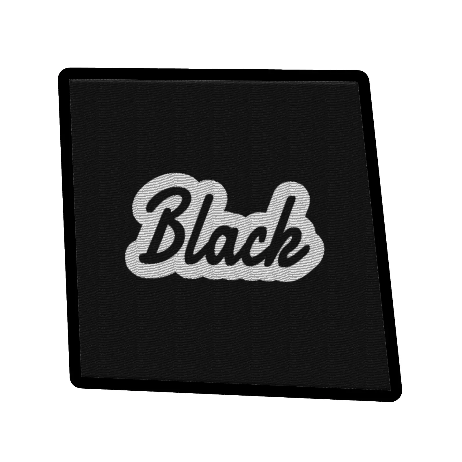 Black Word On Color Black Border Embroidered Iron On Patch