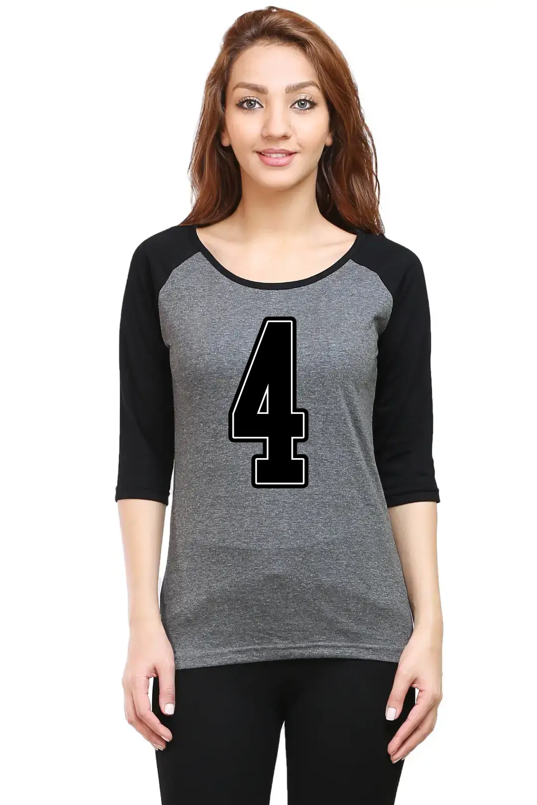 Four Printed 3/4 Sleeve Women T-shirt - Image 3