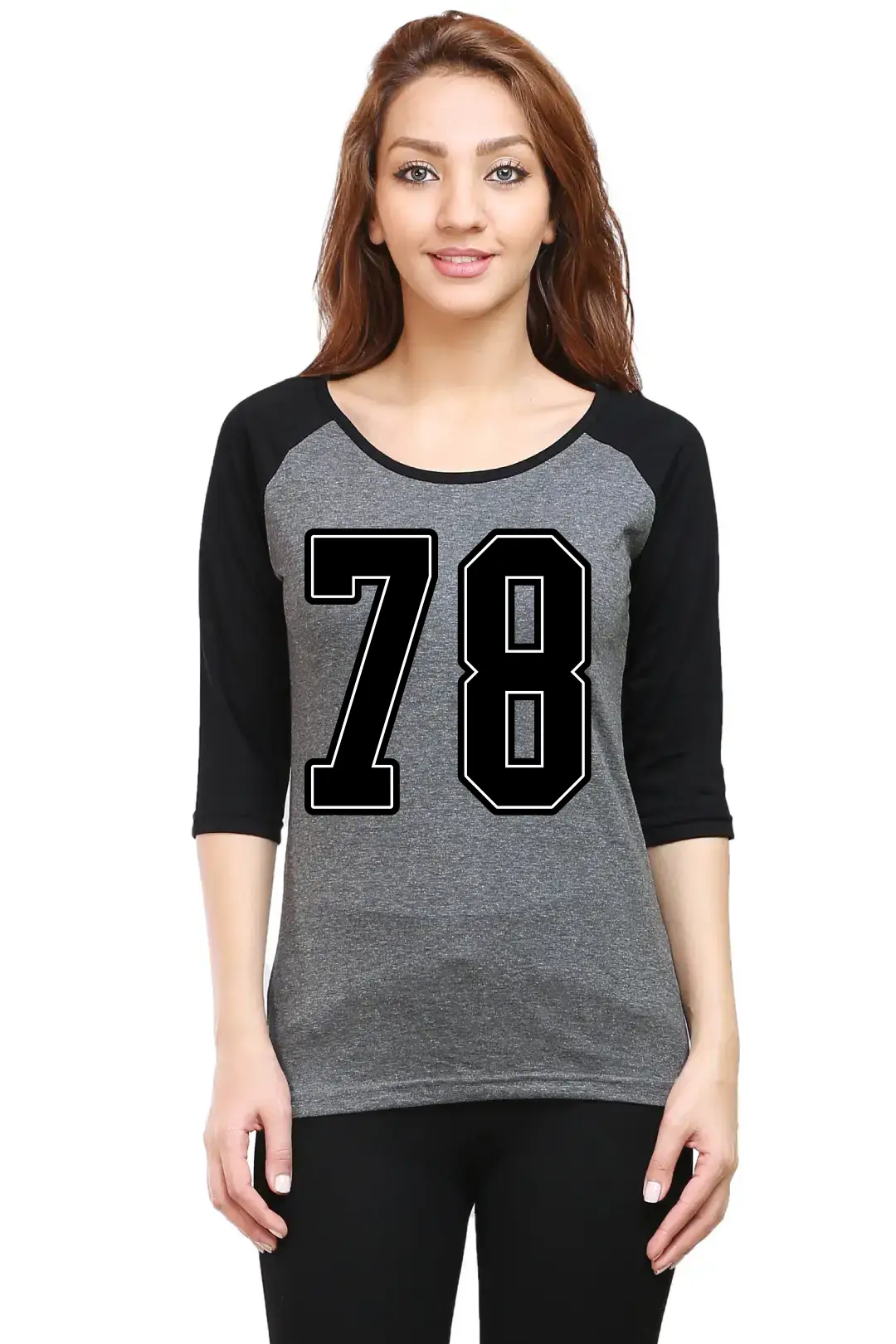 Seventy Eight Number Printed 3/4 Sleeve Women T-shirt - Image 3