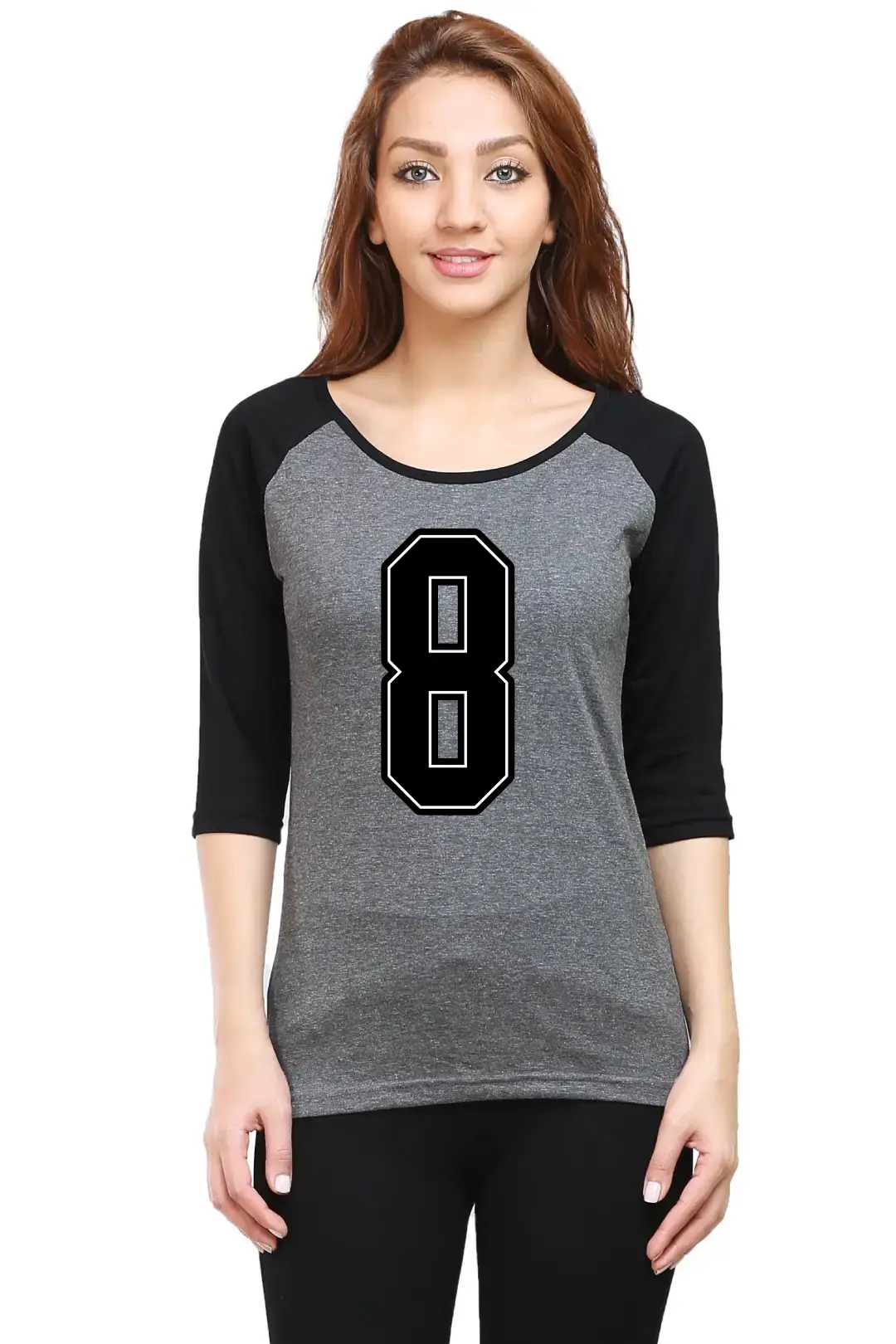 Eight Printed 3/4 Sleeve Women T-shirt - Image 3