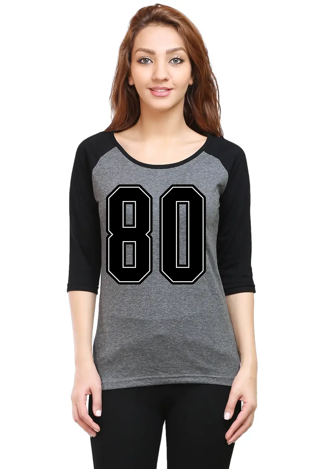 Eighty Number Printed 3/4 Sleeve Women Color T-shirt - Image 3