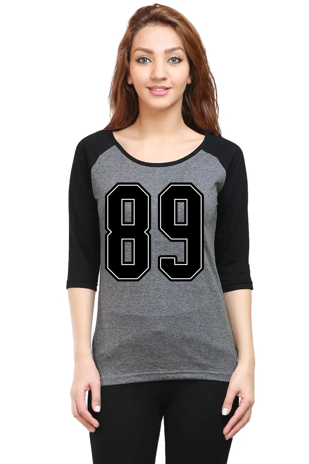 Eighty Nine Number Printed 3/4 Sleeve Women T-shirt - Image 3