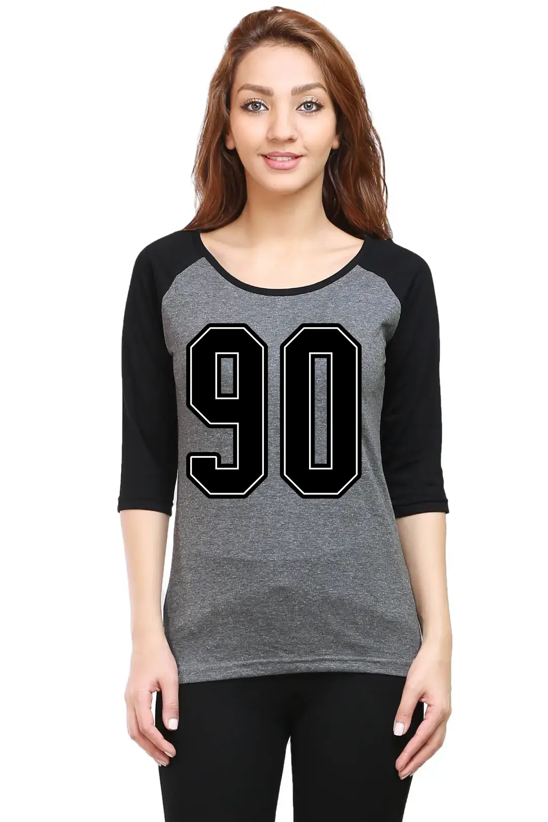 Ninety Number Printed 3/4 Sleeve Women Color T-shirt - Image 3