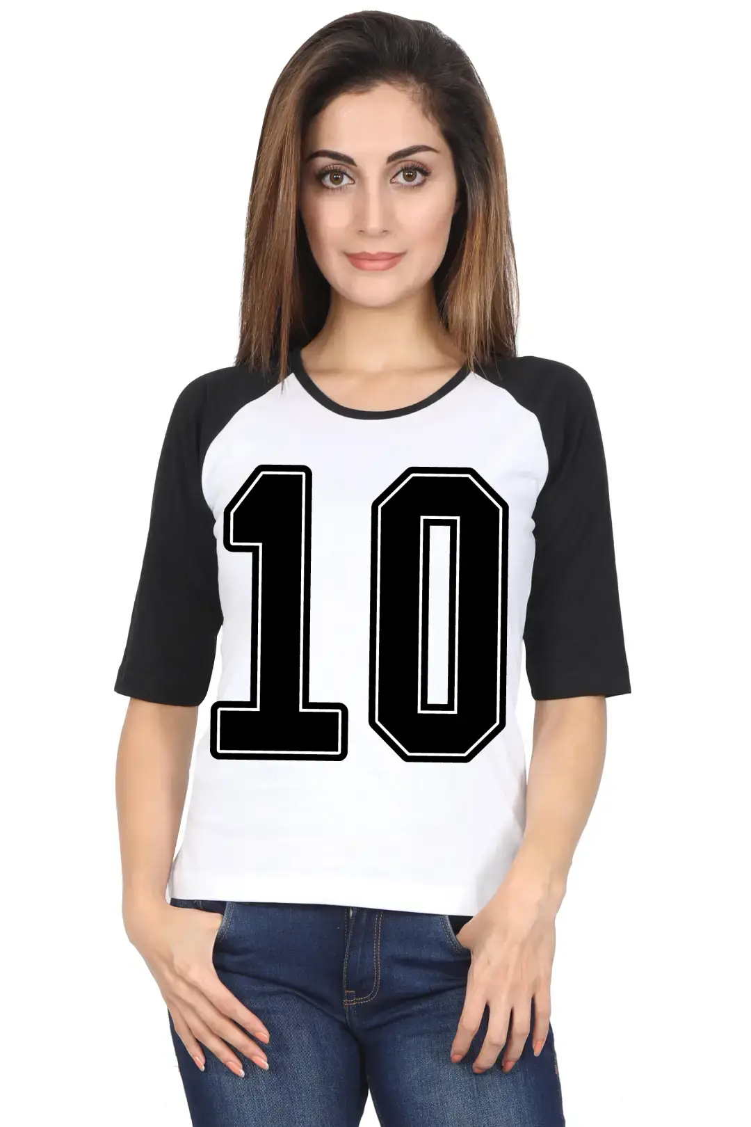 Ten Printed 3/4 Sleeve Women Color T-shirt - Image 5