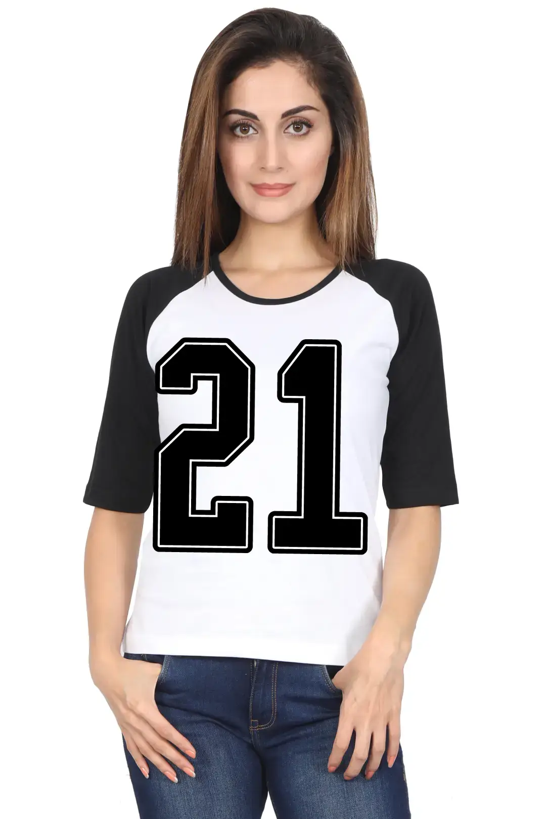 Twenty One Printed 3/4 Sleeve Women Color T-shirt - Image 5