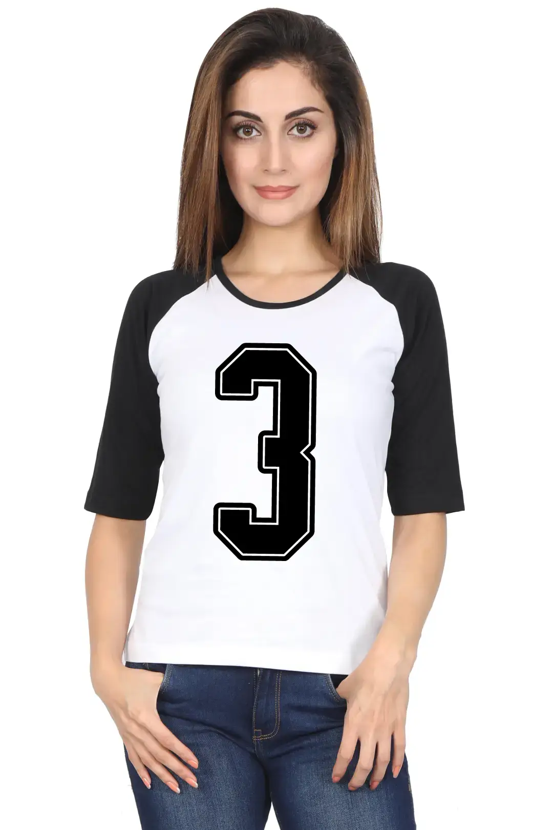Three Printed 3/4 Sleeve Women T-shirt - Image 5