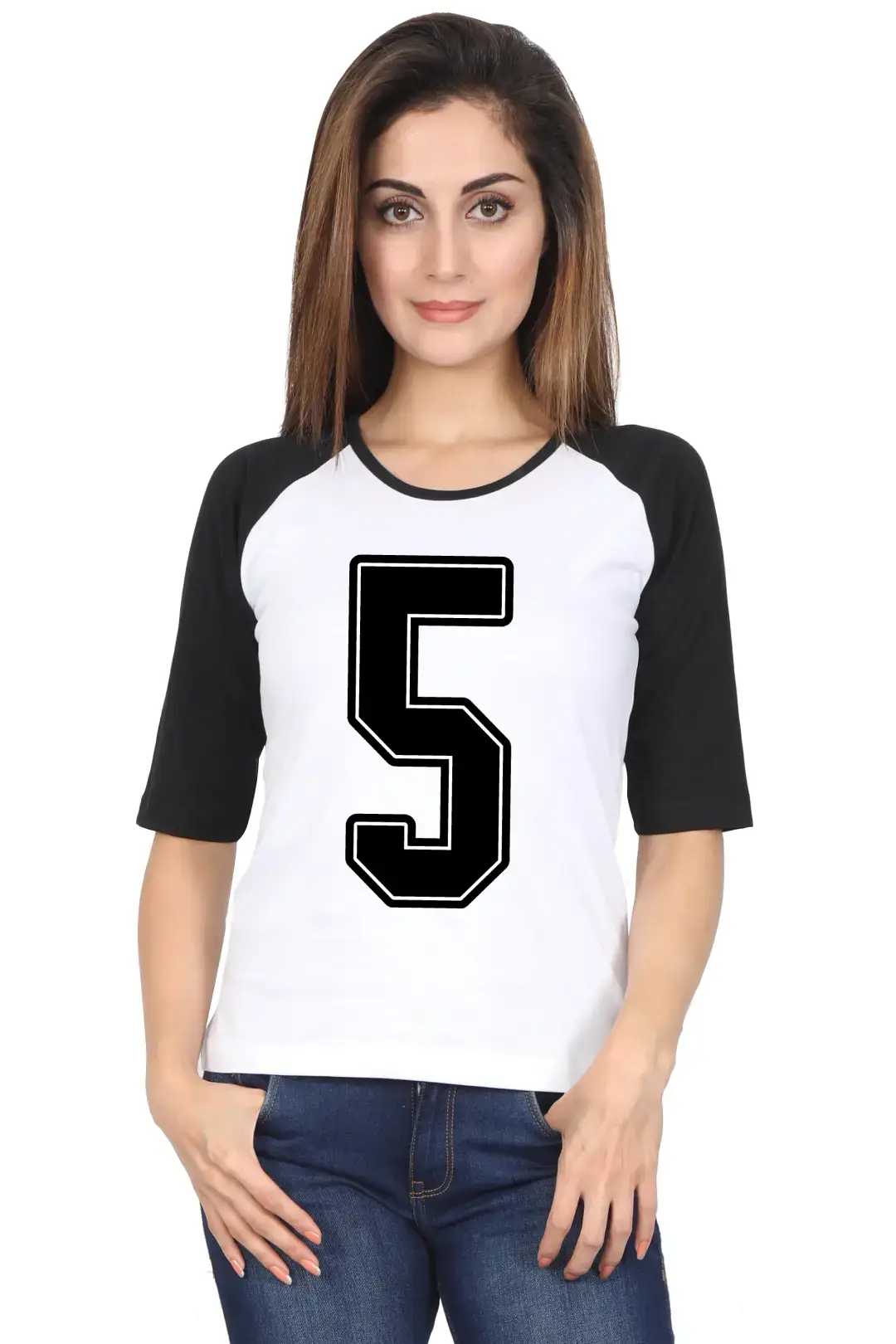 Five Printed 3/4 Sleeve Women T-shirt - Image 5