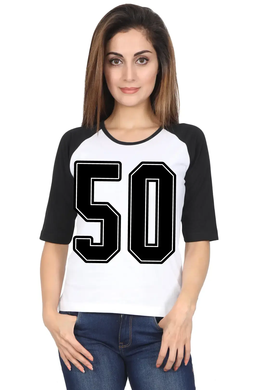 Fifty Printed 3/4 Sleeve Women Color T-shirt - Image 5