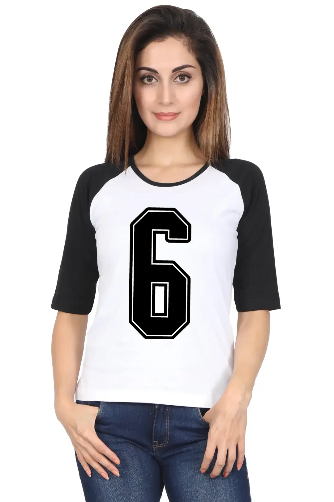 Six Printed 3/4 Sleeve Women T-shirt - Image 5